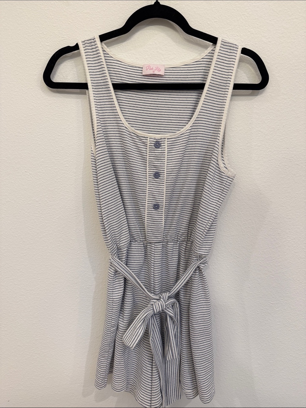 Pink Lily Navy & White Striped Sleeveless One-Piece